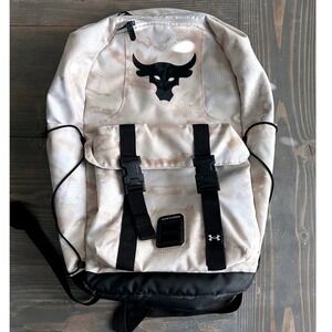 Under Armour Project Rock Backpack UA Storm Bull Logo Light Camo Gym School Bag